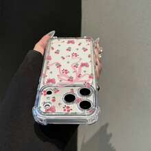 1pc Cute Flower Bow Design Transparent Shockproof Phone Case, Minimalist Spring Style Phone Case, Suitable For Daily Use, With Anti-Scratch Edge Protection, Compatible With IPhone 15/15 Pro/15 Plus/15 Pro Max/16/16 Pro/16 Pro Max/17/17 Pro/17 Pro Max/12/12 Pro/12 Mini/13/13 Mini/13 Pro/13 Pro Max/14/14 Plus/14 Pro Max/11 Soft Shell - Clear - View 3