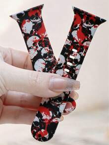 1件女款哥德式骷髏蛇紋矽膠錶帶，適用於 38/41/40/44/42/45/49mm (S10 42mm/46mm)，柔軟運動替換錶帶，兼容 Ultra/SE/Series 10/9/8/7/6/5/4/3/2/1，時尚個性化配件 - 彩色 - 查看 7