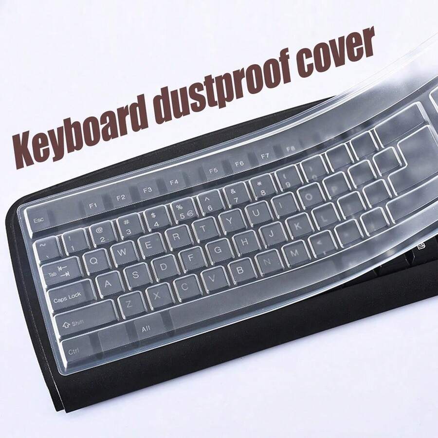1 pieza Cubierta de teclado de silicona, protector de piel de teclado de computadora de escritorio transparente, se ajusta a teclados estándar de 104/107 teclas, protector de teclado a prueba de polvo y resistente al agua, adecuado para teclados con cable e inalámbricos, accesorio de computadora - Versión Universal - Ver 1