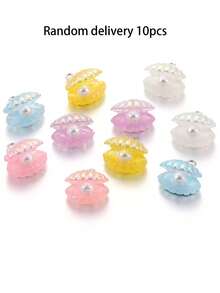 10/20/100 piezas Accesorios de joyería DIY con conchas marinas de resina simulada, perlas, colgantes, pulseras, pasadores para el cabello, llaveros, encantos para bolsos - caparazón - Ver 16
