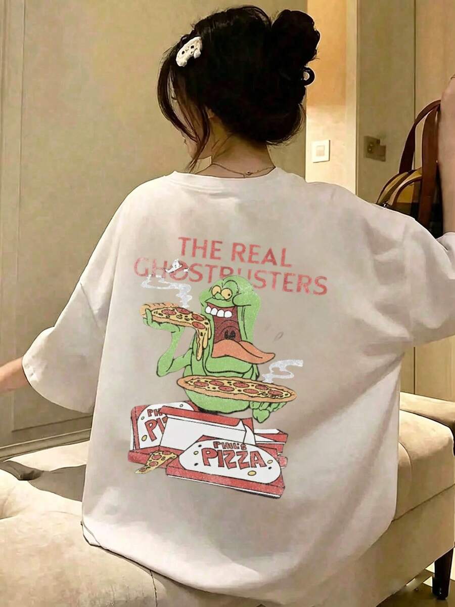 200g Pure Cotton T-Shirt 2025 Summer Ladies New Short Sleeve Pure Cotton Holiday Pattern Short Sleeve Round Neck Couple Wear Small Shirt Tops - White - View 1