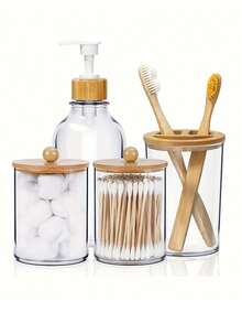 4pcs Clear Desk Storage Box - Clear - View 1