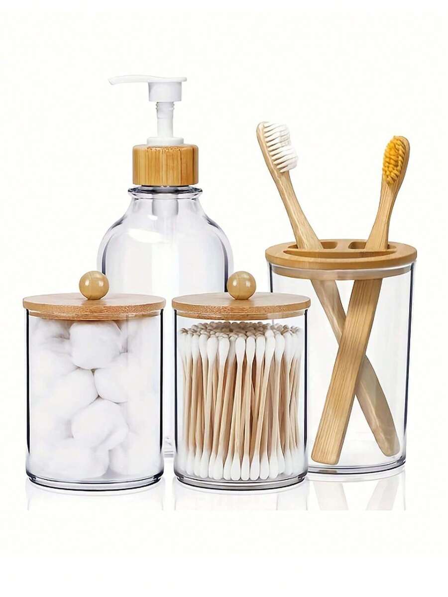 4pcs Clear Desk Storage Box - Clear - View 1