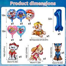 Paw Patrol Autorisiertes 1 Set Cartoon Mutiger Rettungshund Themen Geburtstags Party Ballon Kombinationsset, süße welpenförmige Folienballon Dekorationsartikel, 32 Zoll blaue 1-9 Zahlenballon Kombination, geeignet für Jungen Mädchen Geburtstags Party Themen Party Dekoration Heim Ballon Dekorationsartikel, Gender Reveal Party Wanddekoration Ballon Set, Abschlussfeier, Schulanfang Saison - TZQQ - Übersicht 3