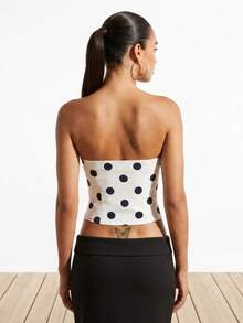Sexy Polka Dot Fitted Hollow Out Lace-Up Camisole Summer - Black and White - View 6