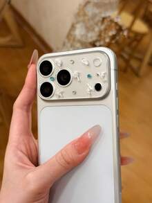 Silver-White Metallic Ocean Resort Series Lens Film, Compatible With Apple 17 Pro Max/17 Pro Lens Film, Scratch-Resistant And Drop-Resistant Tempered Glass, Premium Decorative Lens Protective Sticker, Easy To Apply - Silver-white Metallic Seashell - View 6