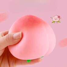 2pcs Peach + Persimmon Squeeze Toys, Stress Relief Squishy Toys, Soft Slow Rebound Fruit Squeeze Toys Set, Ideal Gift For Holidays, Parties, Birthdays - Multicolor - View 8
