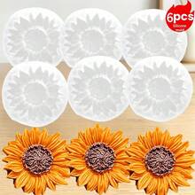 6入小號與中號花朵太陽形矽膠模具，適用於手工皂、黏土、樹脂、蠟燭DIY花形矽膠模具工具 - 6個中小向日葵模具-A - 查看 7