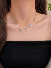 1 pieza Collar colgante de cinta elegante y exquisito, adecuado para uso diario, cadena de plata S925, cadena de oro, adecuado para uso diario, gargantilla - Mariposa - Ver 3