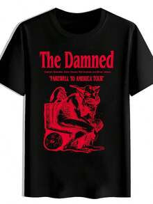 Women's Retro "Gates Of Hell" Farewell US Tour Graphic T-Shirt - Original Band Design, Red Print, Comfortable Crew Neck Short Sleeve Shirt, Perfect Fo - Black - View 1