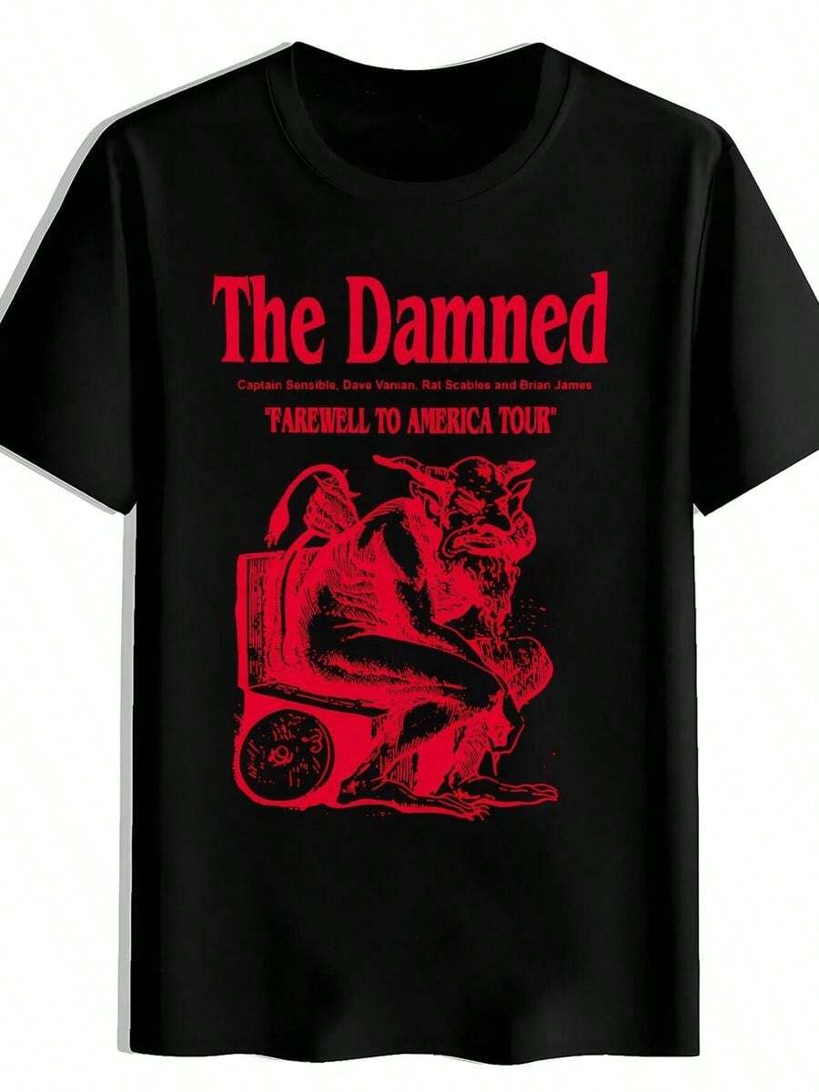 Women's Retro "Gates Of Hell" Farewell US Tour Graphic T-Shirt - Original Band Design, Red Print, Comfortable Crew Neck Short Sleeve Shirt, Perfect Fo - Black - View 1
