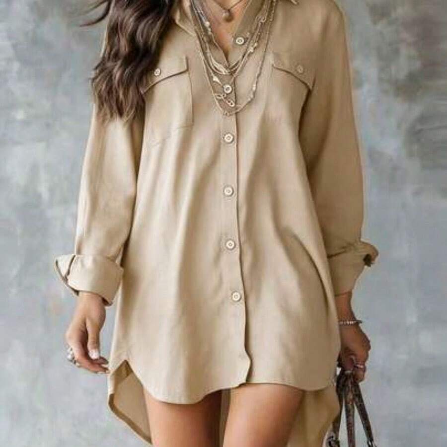 Women Blouses & Shirts - 杏 - 查看 1