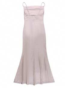 Women's Summer Pink Spaghetti Strap Glitter Dress, Suitable For Valentine's Day, Date, Ball, Party - Baby Pink - View 5