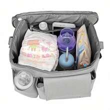 Promotional Baby Stroller Storage Organizer Bag; Multi-Functional Large Capacity Child Stroller Hanging Bag; Fashionable Shoulder Crossbody Diaper Bag; Mother & Baby Stroller Hanging Pouch - Light Grey - View 5
