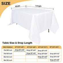 6 Pack White  Rectangle Tablecloths For 6-8 Foot Tables, Rectangular Polyester Table Cloth Stain And Wrinkle Resistant Washable Fabric Table Covers For Wedding Dining Parties - White - View 12