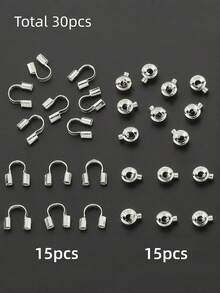 30/60/100pcs Jump Ring Set, Includes Gold-Plated Flat Positioning Buckles, U-Shaped Buckles, Bead Spacers, Metal Wire Connectors, Wire Clips - Multicolor - View 11
