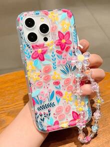 1 Fashionable Phone Case (Does Not Include Lanyard Or Stand). Floral Design In Pink And Blue, Shockproof TPU Case With Daisy Design, 1 Piece Of Clear TPU Case With Colorful Flower Pattern, With Anti-Drop And Anti-Fingerprint Airbag, Compatible With, As A Spring Gift. - 多色 2 - 查看 1