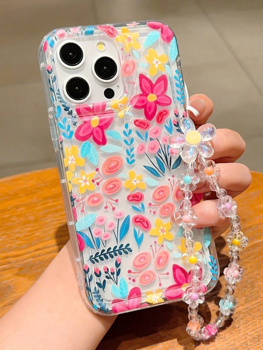 1 Fashionable Phone Case (Does Not Include Lanyard Or Stand). Floral Design In Pink And Blue, Shockproof TPU Case With Daisy Design, 1 Piece Of Clear TPU Case With Colorful Flower Pattern, With Anti-Drop And Anti-Fingerprint Airbag, Compatible With, As A Spring Gift. - 多色 2 - 查看 1