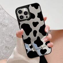Casing Ponsel Motif Sapi Bergaya Warna Perak, Kompatibel dengan iPhone 15 Pro Max, 16/11/13 Pro/15 Pro/15/13 Pro Max, Bahan Tahan Guncangan, Kompatibel dengan iPhone 14/13/12, Cocok untuk 12 Pro Max - Hitam - View 2