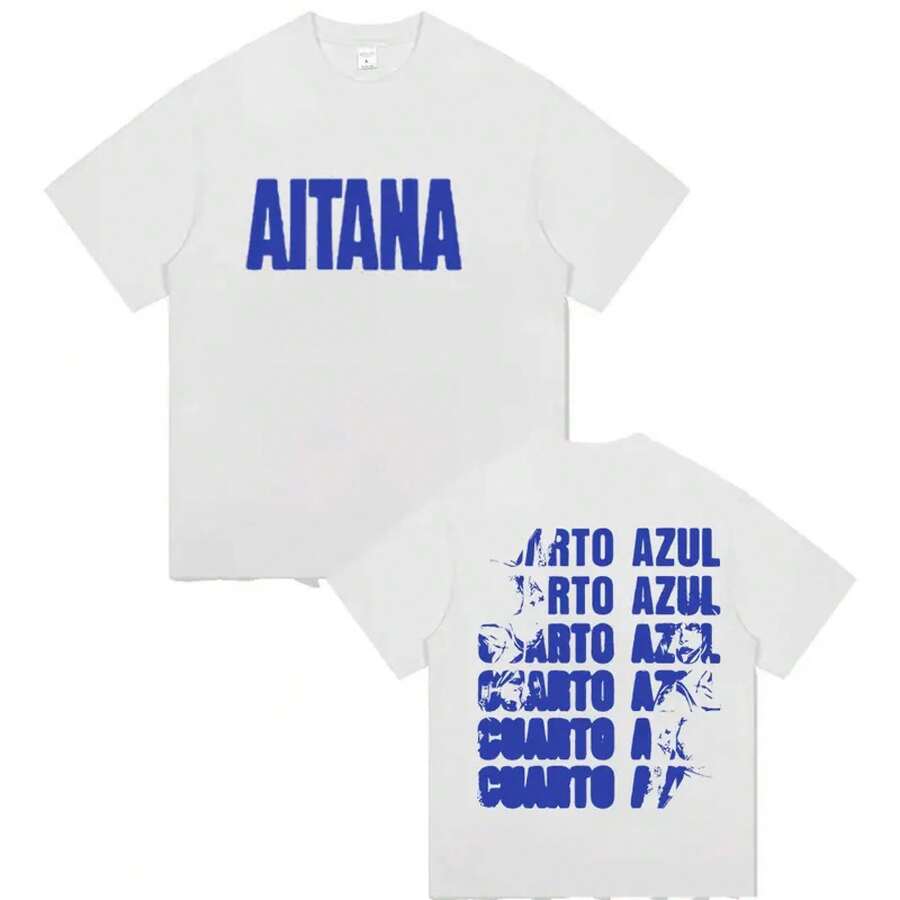 Singer Cuarto Azul Tour 2025 Print T-Shirt For Men And Women, Hip-Hop Fan Clothing, Short Sleeve T-Shirts, Pure Cotton Tops - 黑色5 - 查看 1