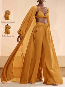 Conjunto de camisa y pantalones de playa elegante y casual para vacaciones 2026 - Amarillo - Ver 1