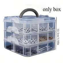1pc Detachable 3-Layer 18-Compartment Transparent Storage Box With Lid And Handle, Hardware Parts Organizer, Perfect For Sorting And Storing Screws, Nuts And Bolts - A - View 11