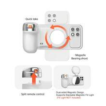 Magnetic Phone Camera Grip With Wireless Remote Control, Strong Magnetic Phone Handle Suitable For Smartphones, Portable Selfie Assistant, Compatible With Magnetic Fill Light, Ergonomic Camera Shutter Grip For Vlog/Travel/Photography - White - View 4