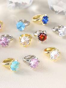 5件裝歐美風奢華鋯石水鑽美甲裝飾，多功能DIY藝術配件，銅鑲底透明尖底鋯石，高品質精緻美甲裝飾美甲飾品 - 金色 - 查看 3
