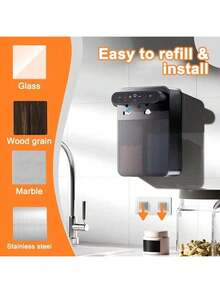 1 pieza Dispensador inteligente con sensor de movimiento para jabón de platos, dispensador automático de jabón espumoso para manos, dispensador de jabón de doble cabezal, cocina & baño, gran capacidad 800ml - Montaje en la pared - Ver 10