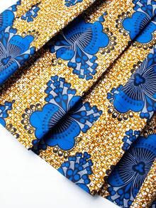 Casual African Style Blue & Yellow Floral Elastic Waist Skirt - Blue - View 6