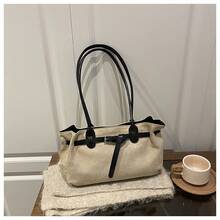 Bolso de cuero genuino para mujer, elegante bolso de mano y de hombro para oficina, citas y fiestas. Bolso bandolera vintage 2026 con acabado mate, elegante para uso diario, gran capacidad, estilo coreano, bolso tote sencillo para ir al trabajo. - Caqui - Ver 2