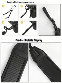 1pc Black Waterproof Foam DSLR Camera Halter, Anti-Slip Elastic Shock-Absorbing Strap - View 3