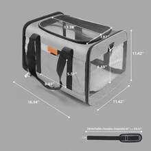 Soft-Sided Cat & Dog Carrier For Pets Up To 15 Lbs, Airline Approved Collapsible Travel Puppy Carrier With Lightweight Fabric De - Grey - View 2