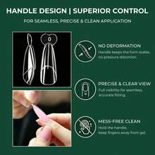 nailpop 140pcs/Box Ujung Ekstensi Kuku yang Dapat Digunakan Kembali, Alat Ekstensi Kuku Bentuk Almond Pendek Lengkung C Transparan untuk Manikur Prancis - Clear - View 2