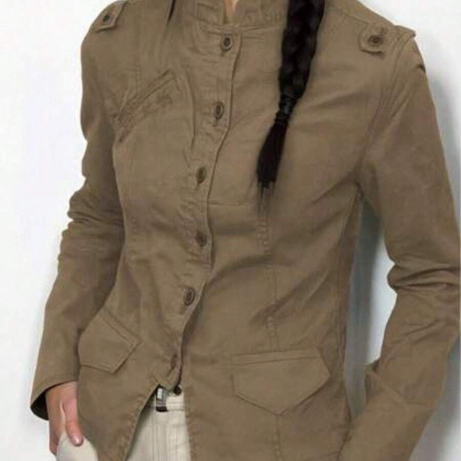 WNS Camisa verde de manga larga casual y de exterior para mujer, otoño - Marrón Mocha - Ver 1