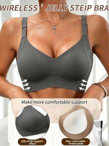 4-Pcs Seamless Breathable Wireless Sports Bra For Women - Full Coverage Design, Anti-Slip Material, With Lifting And Support Functions, Comfortable To Wear, Ribbed Details, Made Of Nylon And Elastic Fiber Blend, Hand Wash. Elegant Solid Color Design. - Multicolor - View 2