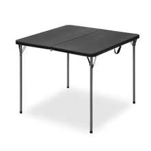 34" Square Folding Table For 4 Person, 330lbs Weight Capacity Foldable Table With HDPE Tabletop And Heavy-Duty Steel Legs, Large Portable Picnic Table For Indoor Outdoor Parties, Camping - Black - View 1
