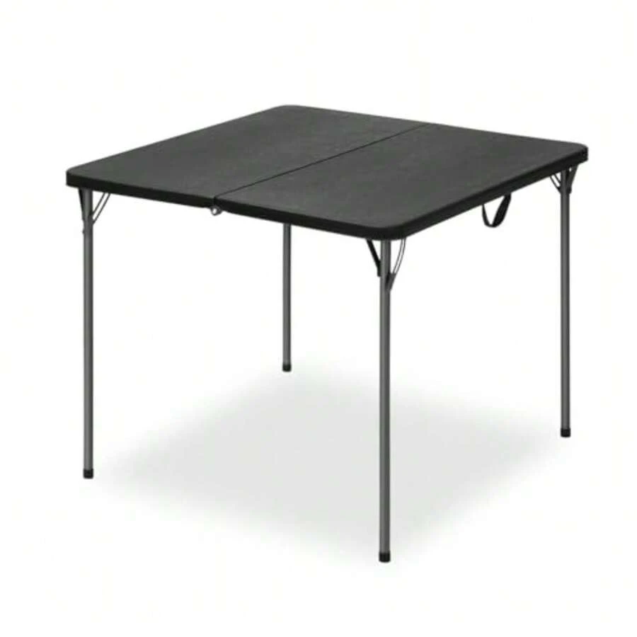 34" Square Folding Table For 4 Person, 330lbs Weight Capacity Foldable Table With HDPE Tabletop And Heavy-Duty Steel Legs, Large Portable Picnic Table For Indoor Outdoor Parties, Camping - Black - View 1