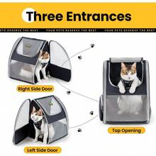 Cat Backpack Carrier For Small Dogs And Cats Fit Up To 15 Lbs,Small Dog Backpack, Foldable With 3-Side Mesh Windows, Pet Carrier - Grey - View 3