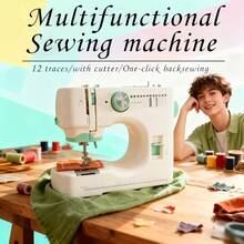 SOKANY This Mini Portable Electric Sewing Machine Features 12 Built-In Sewing Modes And 2 Adjustable Speeds. Powered By A USB Adapter, Its Compact Design Includes A Foot Pedal And Automatic Needle Threader, Making It Perfect For Beginners. - Green - View 2