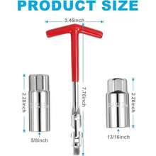 2026 3Pcs Spark Plug Socket Wrench Set T-Handle, Universal 5/8" & 13/16" Spark Plug Tool Remover And Installer Tool For Motorcycles, Lawn Mowers, Small Motor Vehicles, Car Accessories - Image Color - View 2