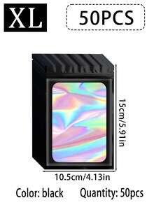 100/10pcs Transparent Holographic Bags, Odor-Proof Packaging Bags, Sealed Bags, Polyester Film Food Storage Bags, Zipper Sealed Bags, Polyester Film Holographic Resealable Bags, Suitable For Party Foods, Jewelry, Etc. - Multicolor - View 49