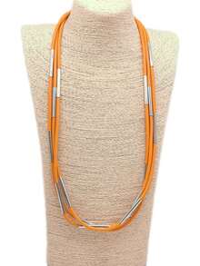 MARLIWOO 1pc Multi-Layer Contrast Color Splicing Versatile Necklace, Minimalist Casual Style Jewelry For Women - Multicolor - View 5