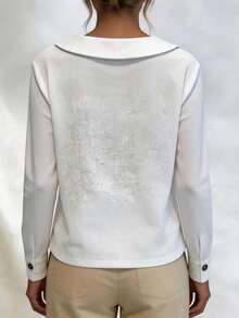 Women's Lightweight Summer Linen Casual Shirt - Long Sleeve Collared Design, Comfortable Breathable Fit Top White - White - View 3