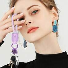 Handmade Cowhide Leather Short Keychain With 5 Colorful Keychain,Car Key Chain Accessories,Keychains For Women And Men - Multicolor - View 2