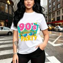 Camiseta de mujer con estampado de diseño vibrante y moderno - camiseta casual de cuello redondo, ajuste cómodo y elegante, estilo urbano y versátil - ideal para el Día de la Madre, cumpleaños o regalos especiales para mamá, esposa, novia, hermana ma - Blanco - Ver 9