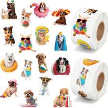 500PCS/Roll Stickers 3.8cm/1.5inch Summer Beach Dog Pineapple Dog Sunglasses Dog Swim Ring Hat Pattern Planner Luggage Notebook Water Cup Decoration Stickers Handmade Self-Adhesive Labels Gift Decoration Stationery Stickers Back To School Stickers, Office Stickers, School Supplies, Office Labels - Cartoon - View 1