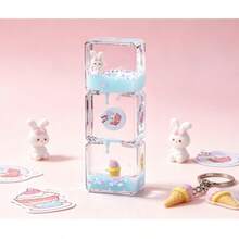 1pc Creative Sakura Rabbit Transparent Liquid Filled Desk Decor, Made Of High Transparency Acrylic, 3-Layer Cube Design With Cute Elements Like Sakura, Rabbit, Ice Cream, Gradient Color Liquid Slowly Flowing, Noiseless Multi-Color Options, Serves As Both Timer And Desktop Ornament, Ideal For Teenagers, Students, Office Workers, Decor Enthusiasts, Stress Relief Toy Collectors - Multicolor - View 15