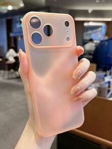 1pc Fashionable Minimalist Ice-Like Frosted Transparent Anti-Slip Anti-Drop Durable Protective Phone Case Compatible With IPhone 17/17 Pro/17 Pro Max/16/16 Pro/16 Pro Max/15/15 Pro/15 Pro Max/14/13/12/11 With Camera Protection - Orange - View 2