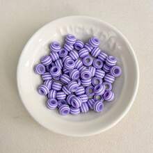 60pcs Multicolor Striped Cylindrical Resin Spacer Beads With White Stripes, Suitable For DIY Jewelry Making, Bracelets, Necklaces, Earrings, Hair Accessories And Handmade Crafts - Multicolor - View 3
